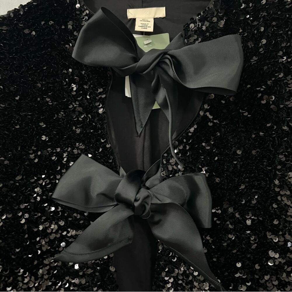 H&M Black TIE-FRONT SEQUINED JACKET - Picture 4 of 12